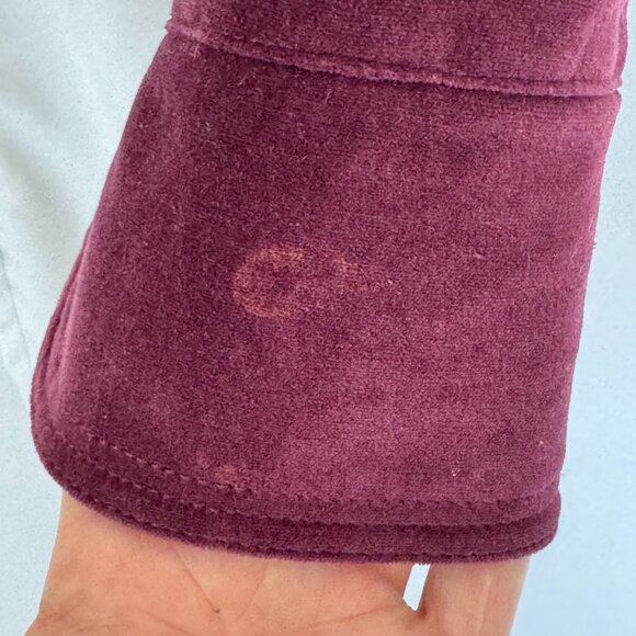 Lucky Brand Live In Love Burgundy Velvet Floral Embroidered Open Front Blazer - Picture 7 of 16